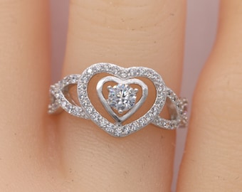 Sterling Silver Heart Ring, Promise Ring, Gift for Her