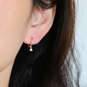 Moissanite Huggie Drop Earrings main image 0