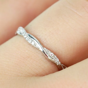 Petite Twist Half Eternity Ring Infinity CZ Wedding Band Twist Vine Engagement Ring Rope Ring Stackable Ring Promise Ring Anniversary Ring image 7