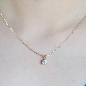 Solid Gold Moissanite Diamond Solitaire Necklace - V-Bale Pendant Necklace, Gift for Her