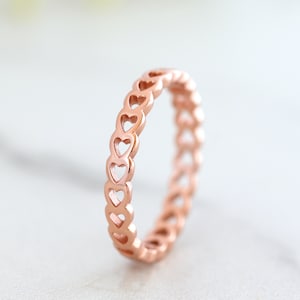 Heart Eternity Ring, Rose Gold Vermeil Stackable Ring, Thumb Ring, Minimalist Ring