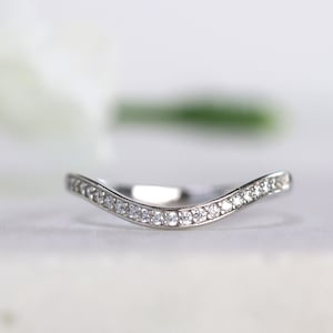 Sterling Silver Curved Wedding Band: Rose Gold Eternity Stacking Ring