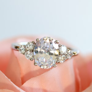 2ct Oval Cut CZ Engagement Ring in Sterling Silver, Promise Ring, Placeholder Ring