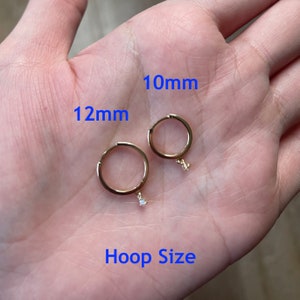 Solid Gold Moissanite Diamond Drop Huggie Hoops, Dangle Small Hoop Earrings, Dainty White Gold Hoops, Minimalist Jewelry image 4