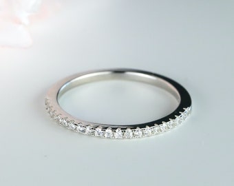 Dainty Half Eternity Ring Wedding Band Sterling Silver Rose Gold Stackable Ring Minimalist Ring