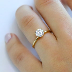 1ct 6 Prong Solitaire Moissanite Diamond Engagement Ring in 10K Gold, Classic Round Cut Solitaire Ring, Promise Ring, Dainty Minimalist Ring image 6
