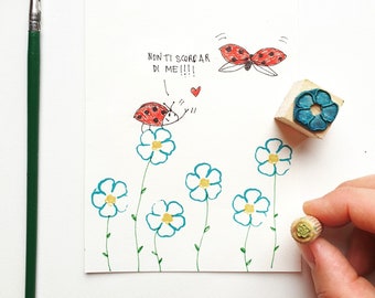 Flower forget-me-not stamp: two stamps to compose a flowered forget-me-not meadow, stamp kit for decoration, spontaneous flower