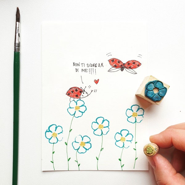 Flower forget-me-not stamp: two stamps to compose a flowered forget-me-not meadow, stamp kit for decoration, spontaneous flower
