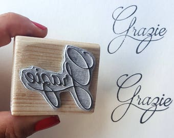 Grazie stamp: Thank you stamp, tags stamp, laser cut , wedding stamp, married stamp