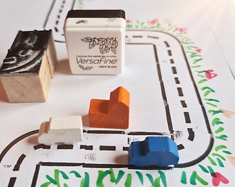 Car track stamp kit, play with stamps, create your own car track with 2 stamps