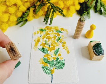 Mimosa stamp kit, create your own bouquet of mimosas with stamps