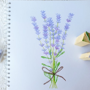 Lavendelstempel: Zwei Stempel zum Gestalten eines Lavendelstraußes, eines nach Lavendel duftenden Strauchs. Blumenstempel und Blattstempel.