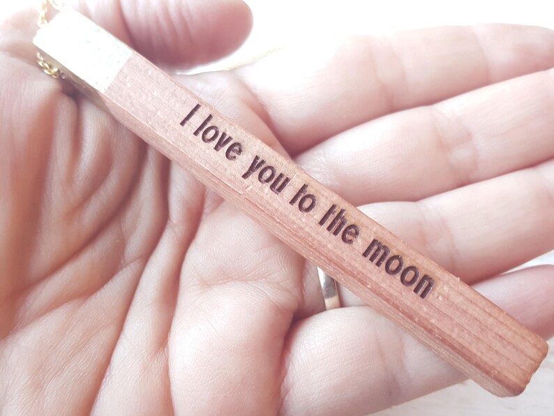 gift for 5 years wood anniversary scented cedar wood pendant gift for her personalized gift Customizable wooden necklace