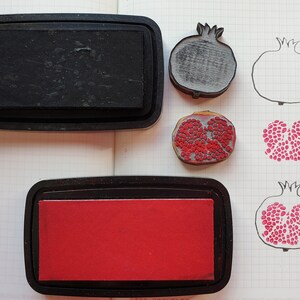 Pomegranate, 2-piece stamp, fruit stamp kit, color and draw pomegranates, decorate your diaro with stamps, stamp your cards image 4