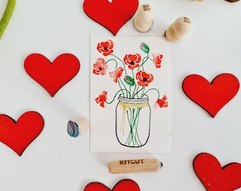 ポピーは、スクラップブッキング用の花の花束と花の咲く草原用のスタンプ キットをスタンプします。