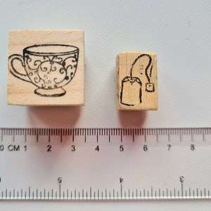 Tea stamp, tea time rubber stamp, 2 piece kit, tea and tea bag image 2