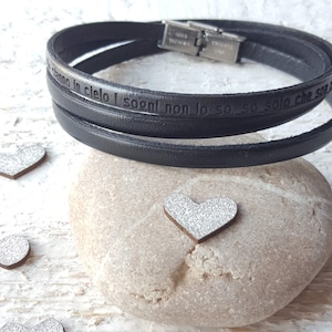 Valentine gift, Men Bracelet personalized, Leather Custom Bracelet, double Wrap Black , Engrave  Bangle, Men Strap Bracelet