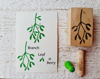 Mistletoe kit of 3 stamps for a Christmas plant, a New Year plant, a wish plant and a good luck plant