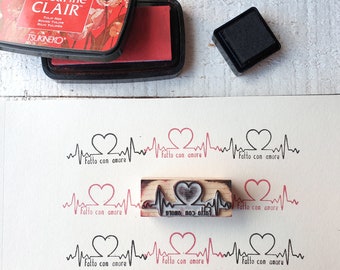 Stamp Made Fatto a Mano: stamp for labels, stamp for gift box, made whith love, thanksgiving stamp, packaging