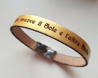 Gold leather Bracelet personalized, Leather Custom Bracelet, Brown Leather Cuff. Engrave Leather Bangle, for him, for her, friend