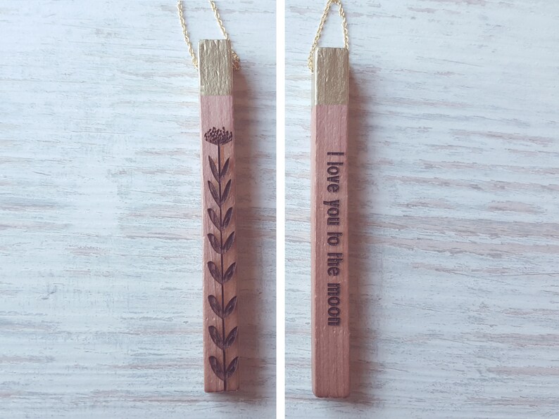 gift for 5 years wood anniversary scented cedar wood pendant gift for her personalized gift Customizable wooden necklace