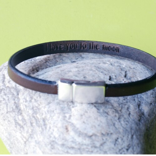 Men Bracelet Personalized Engraved Inside Leather Custom Etsy