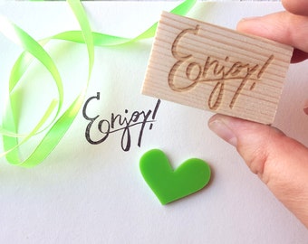 Enjoy stamp: stamp for happy, tags stamp, laser cut , wedding stamp, married stamp, communion, baptism, thanksgiving, tags, Mother's Day