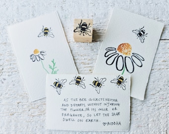 Honeybee Stamp, Bee stamp, flying bee, decorative stamp for beekeeper, for scrapbooking and bulletjornal, nature lovers,