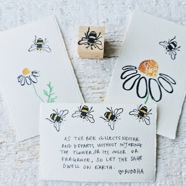 Honeybee Stamp, Bee stamp, flying bee, decorative stamp for beekeeper, for scrapbooking and bulletjornal, nature lovers,