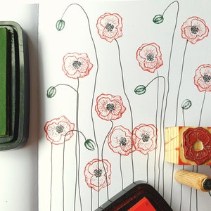 Mohnblumenstempel: drei Stempel zum Gestalten eines blühenden Mohnfeldes