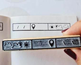 Date stamp, with date, place and weather for your diary, planner, bullet journal, scrapbook