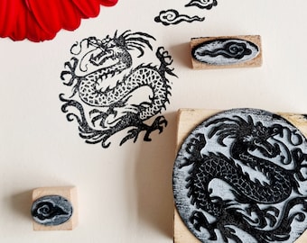 Dragon stamp, dragon and clouds stamp kit, stamp for scrapbooking, dragon 2024