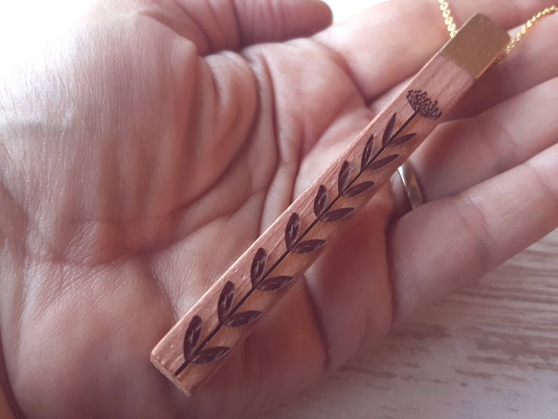 gift for 5 years wood anniversary scented cedar wood pendant gift for her personalized gift Customizable wooden necklace