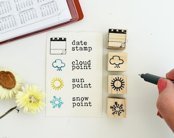 Journal calendar kit for date, weather, sun, rain, snow to use as a bullet point for your diary or agenda