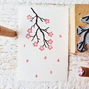 Cherry blossom, stamp kit: branch, cherry blossom and petal. Stamps for scrapbooking and decorations