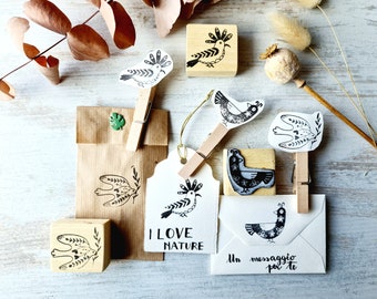 鳥のスタンプ、メッセージを書くスタンプ、日記用：ハト、ヤツガシラ、カロシッタ