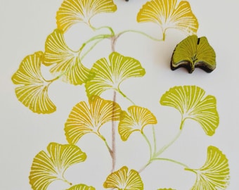 Ginko Leaves Stamp, Rubber and Wood Stamp for Journal, Scrapbooking, Decorations