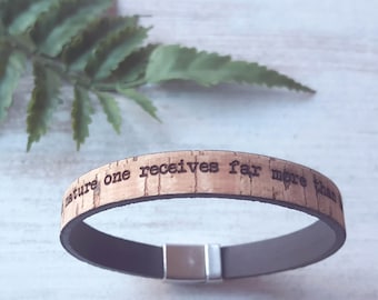 Personalized Cork  Natural Bracelet, engraved outside, Cork Custom Bracelet, Vegan custom bracelet,  Men  Bracelet, unisex bracelet, vegan