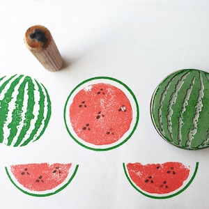 COCOMERO, timbro in 4 pezzi, kit timbri frutta, colora e disegna COCOMERI, decora il tuo diaro con timbri, timbra i tuoi biglietti