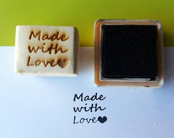 Made With Love stamp, laser cut stamp,stamp for tags, rubber stamp, packaging supplies