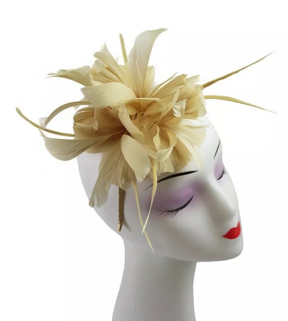 Gold Light Gold Bronze Beige Fascinator 