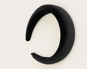 Black halo headband, black padded headband, black velvet headband, noir headband, thick black headband, black velvet halo headband,aliceband