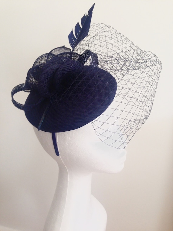 Navy fascinators for weddings deals
