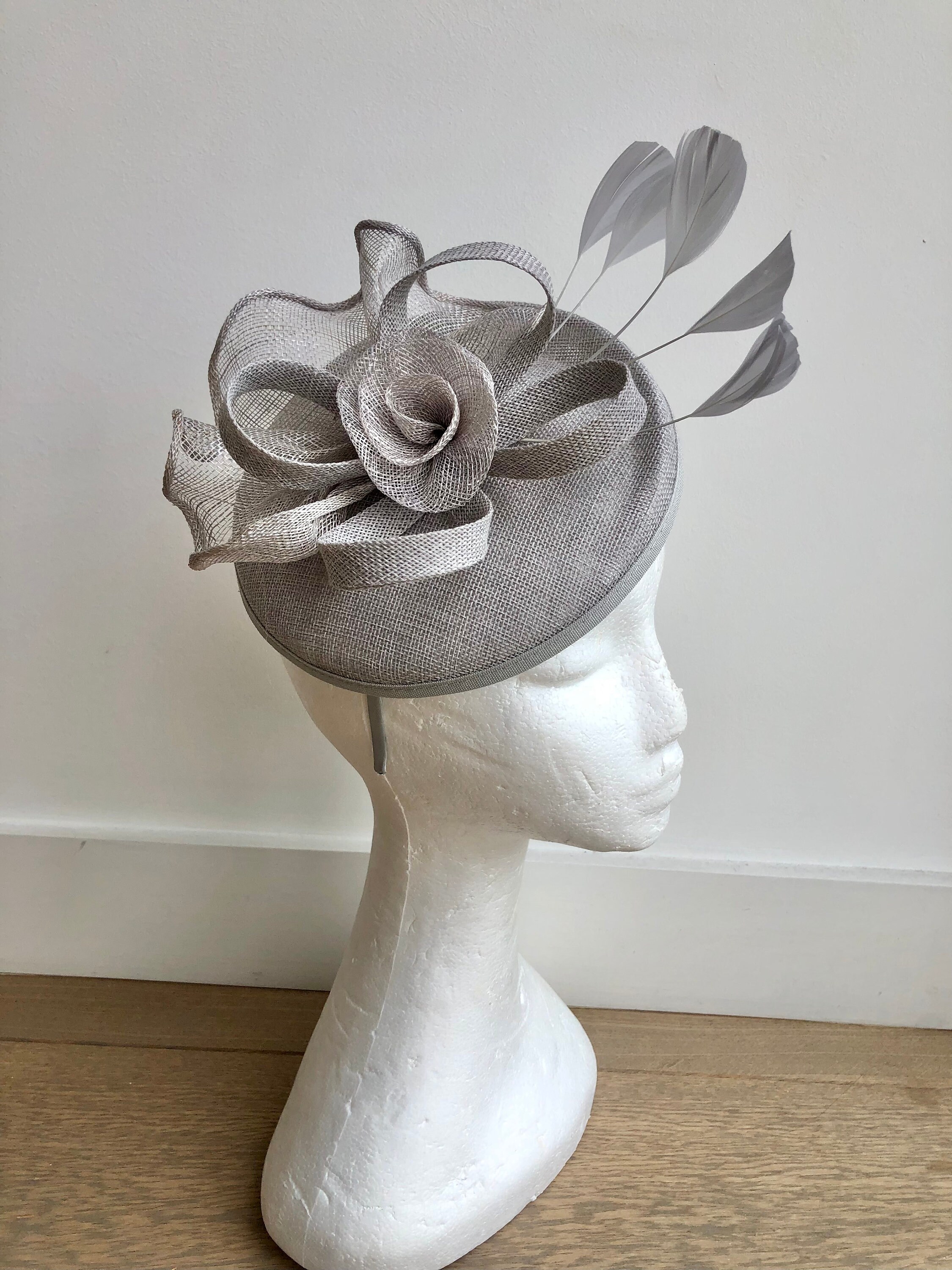 Silver Fascinator grey Fascinator gray Fascinator hat derby Etsy