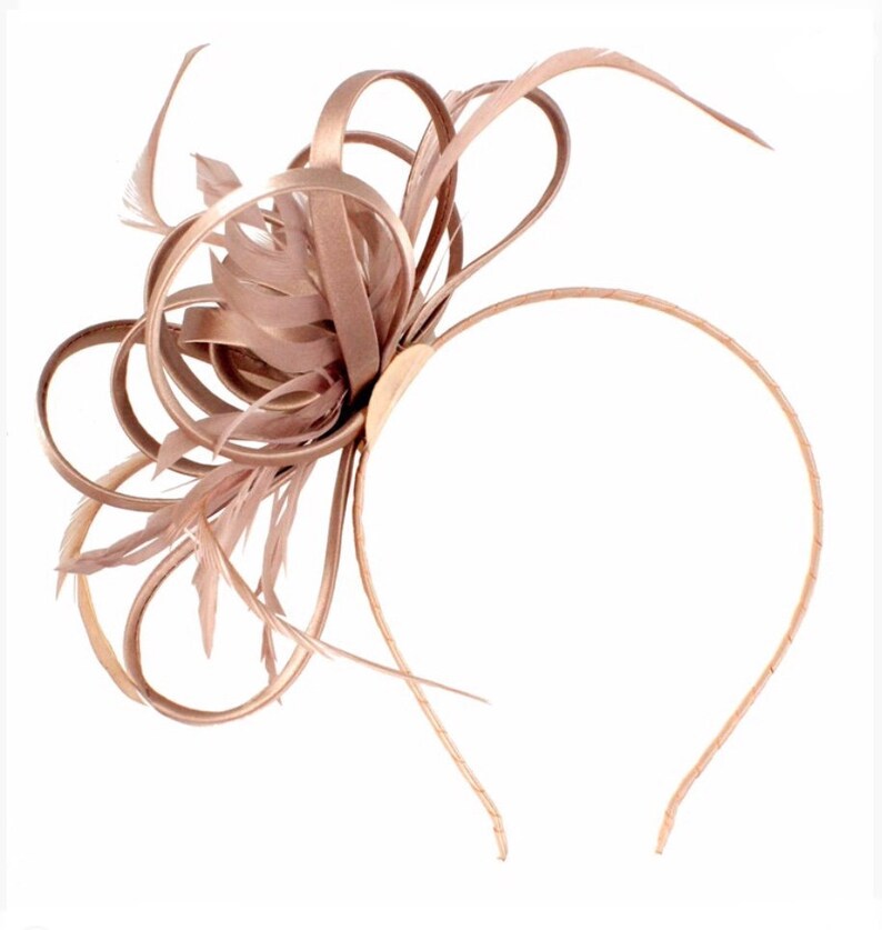 headband champagne ascot hatinator beige Fascinators Fascinator wedding blush neutral hat derby Nude headband hair accessory