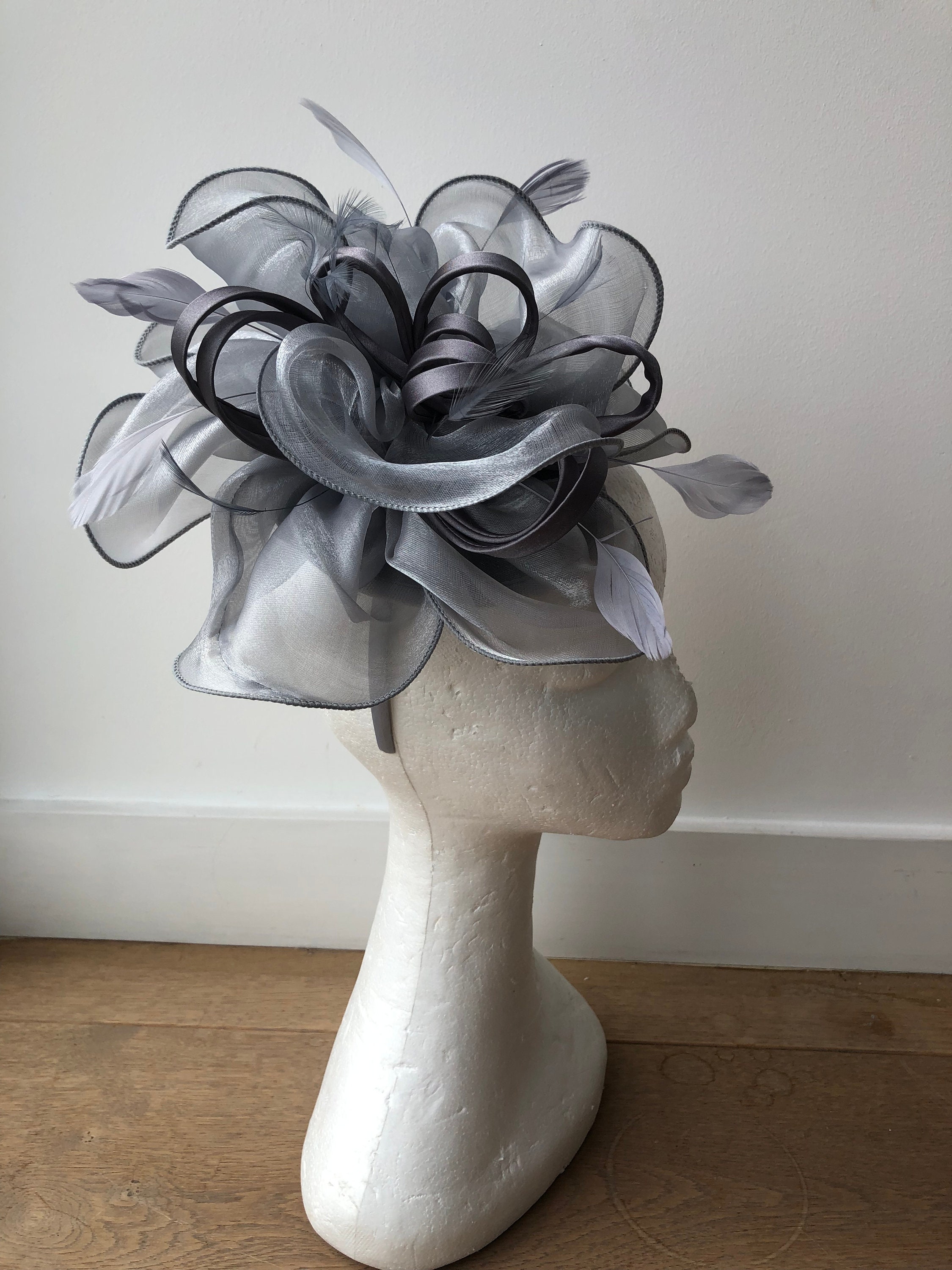 Silver Fascinator Grey Fascinator Gray 