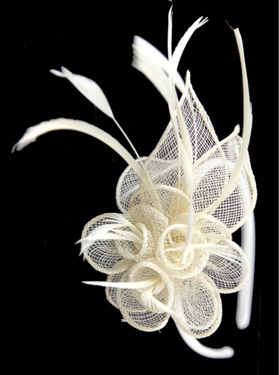 Ivory Cream off White Linen White Fascinator Fascinators