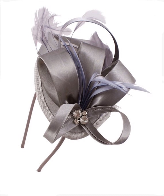 silver grey fascinator hat