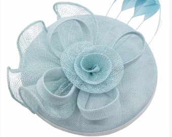 Light blue Fascinator, baby blue, cornflower blue, blue Fascinators, Fascinator hat, light blue hatinator, wedding hat, ascot hat, derby hat