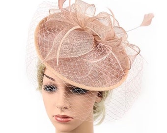 Blush Fascinator hat, Dusky pink Fascinator hat, light pink, baby pink, blush derby hat, Fascinator, Fascinators, Fascinator hat,